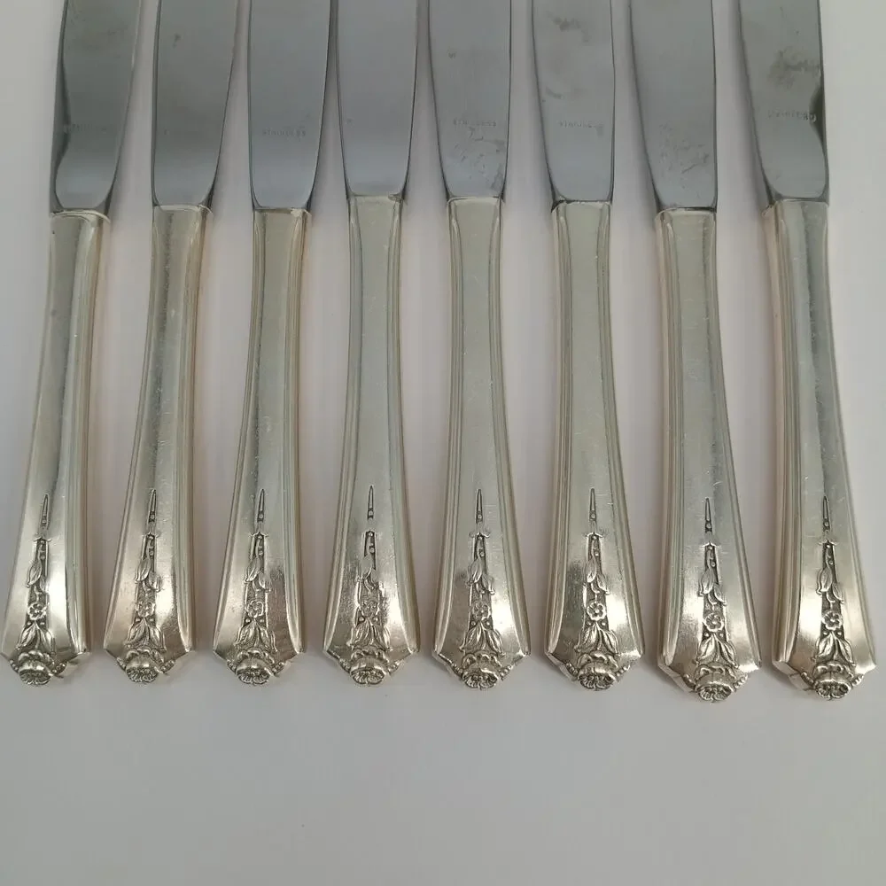 8X BK c1949 SPRING GARDEN Silverplated Butter Forks Holmes Flatware